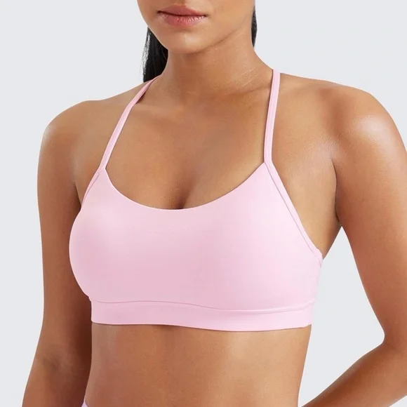 CRZ Yoga Butterluxe Y Back Padded Sports Bra Pink Peony M - Picture 1 of 6